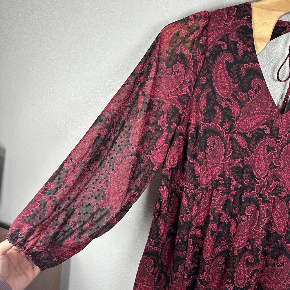 TORRID Tea‎ Length Clip Dot Open Back A-Line Midi Dress Paisley Black Pink Sz 3X - Picture 3 of 9